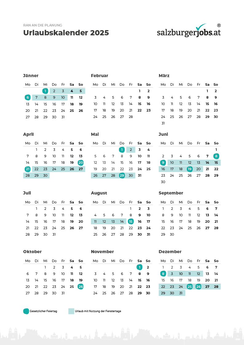 Urlaubskalender Fenstertage 2025